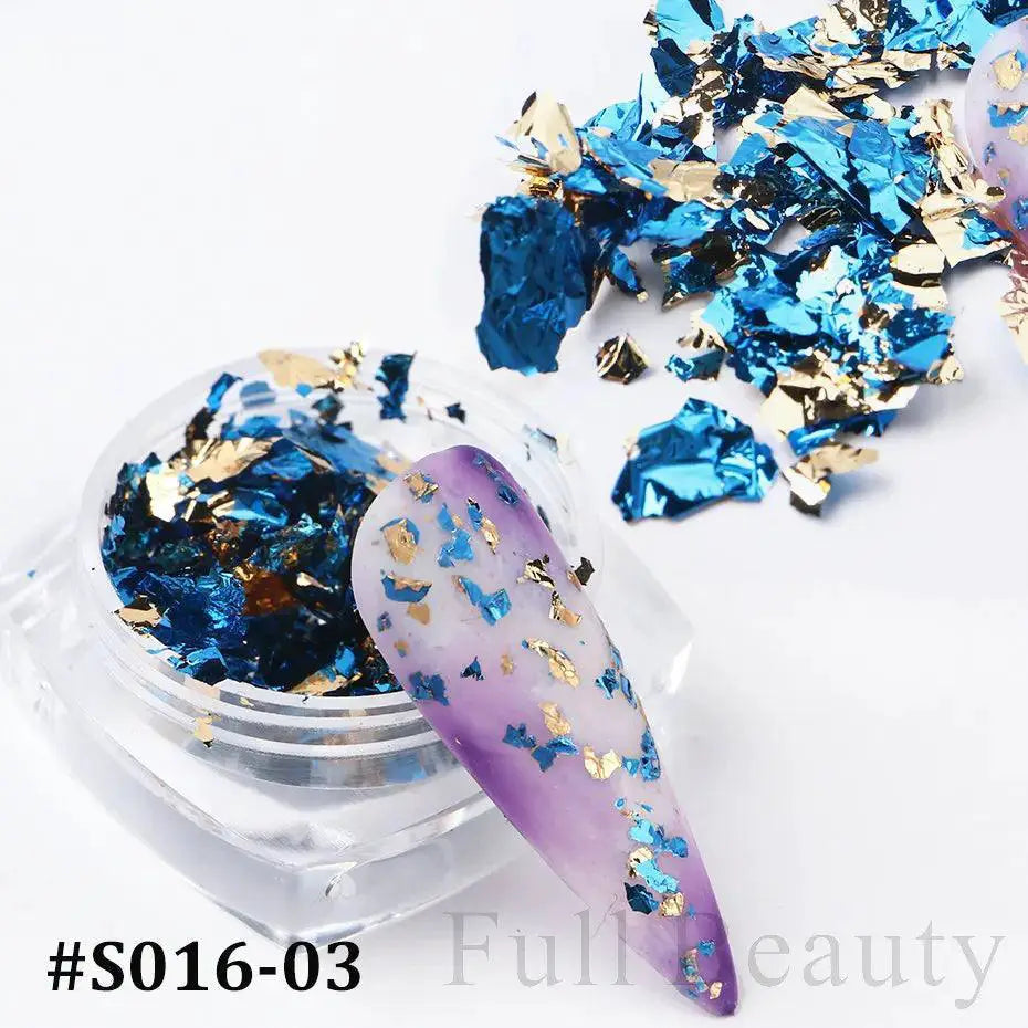 Gold And Blue Nail Art Sequins For Stunning Summer Nails