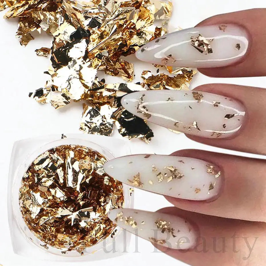 Gold And Blue Nail Art Sequins For Stunning Summer Nails