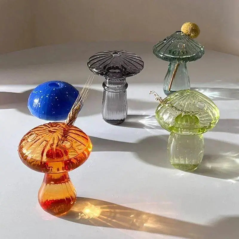 Mushroom Glass Vase Hydroponic Terrarium Decor For Plants