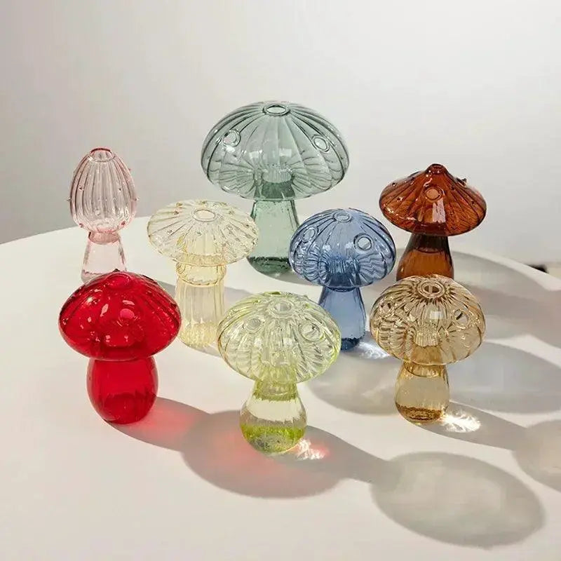 Mushroom Glass Vase Hydroponic Terrarium Decor For Plants