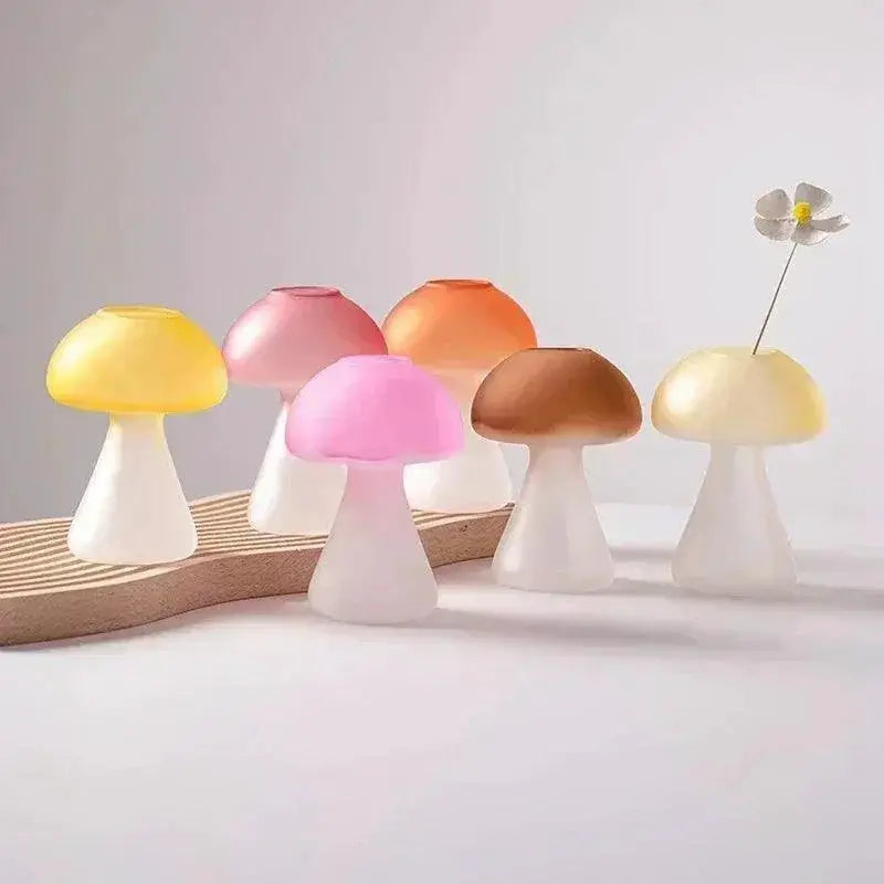 Mushroom Glass Vase Hydroponic Terrarium Decor For Plants