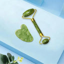 Jade Gemstone Roller And Gua Sha Facial Set For Glowing Skin