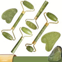 Jade Gemstone Roller And Gua Sha Facial Set For Glowing Skin