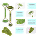 Jade Gemstone Roller And Gua Sha Facial Set For Glowing Skin
