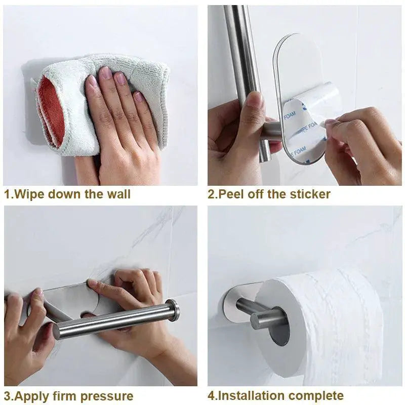 Stainless Steel Adhesive Paper Towel Holder Space Saving