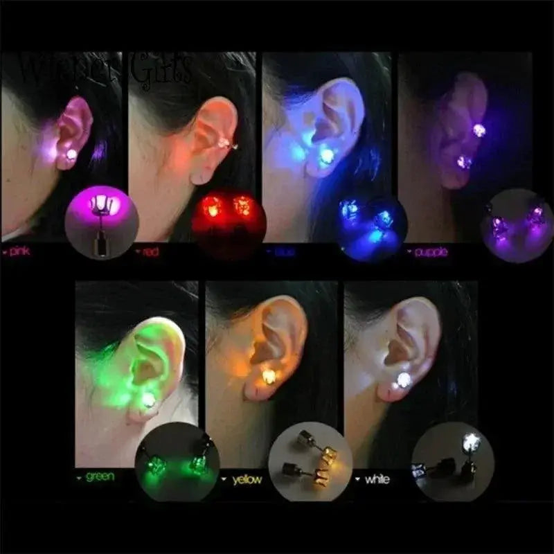 LED Glow Ear Studs Dazzling Light Up Earrings for Events