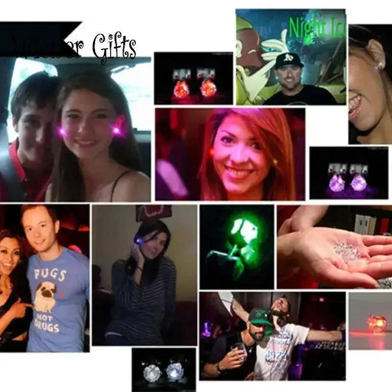 LED Glow Ear Studs Dazzling Light Up Earrings for Events