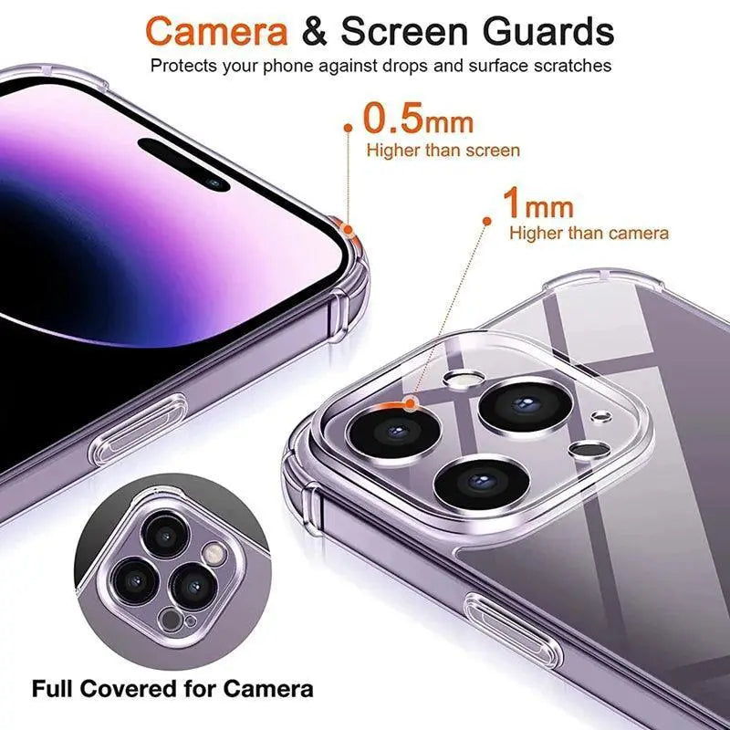 Shockproof Clear Silicone Phone Case With Lens Protection
