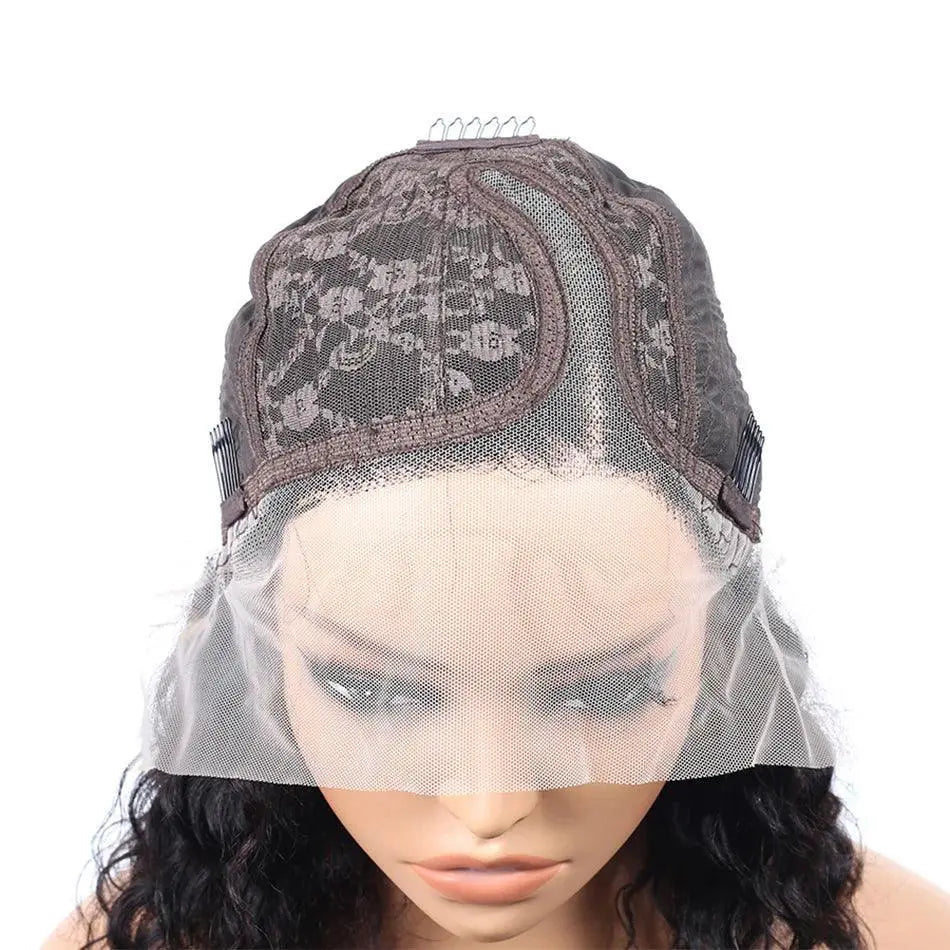 Short Bob Curly Lace Front Human Hair Wig HD Transparent