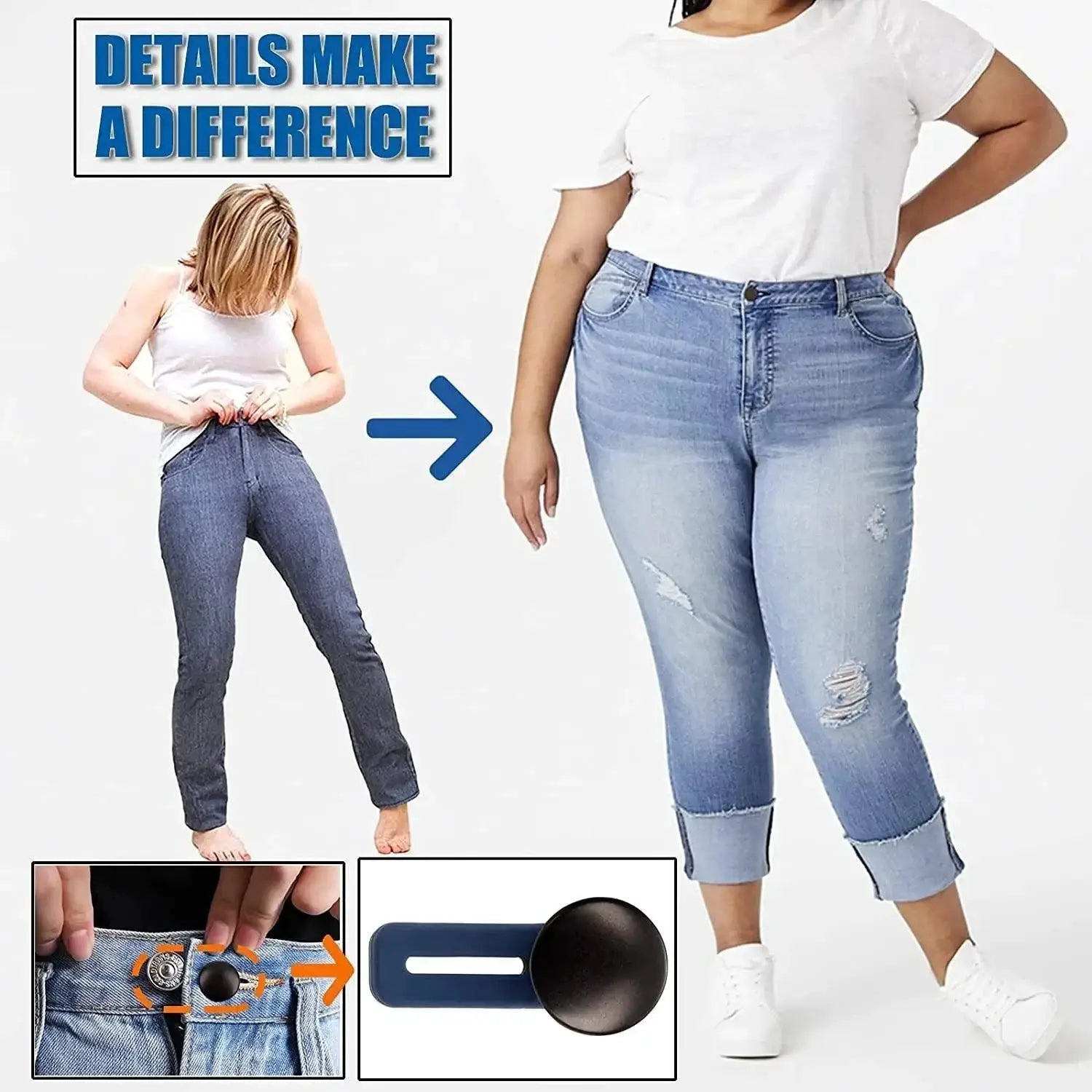 Metal Button Extender Set For Tight Waistbands Comfort