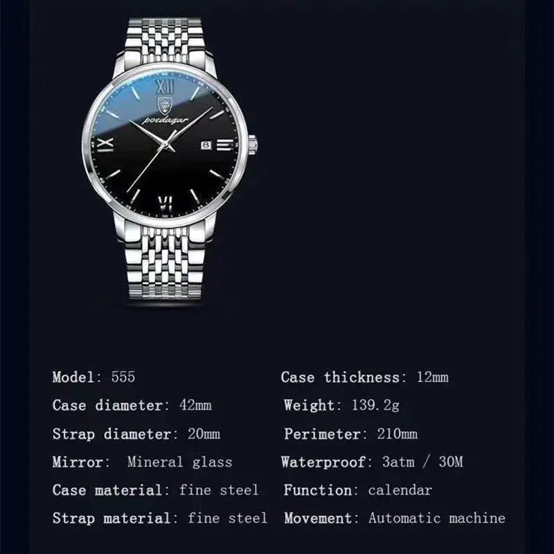 Luxurious Mens Quartz Watch Waterproof Timepiece Elite