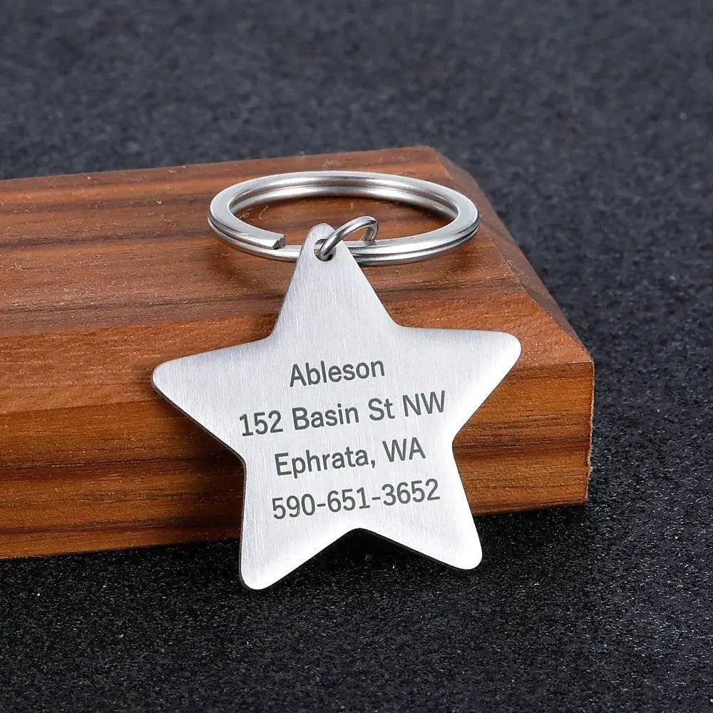 Personalized Engraved Pet ID Tag Keychain for Cats and Dogs