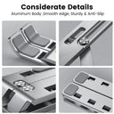 Ergonomic Aluminum Laptop Stand With Adjustable Cooling