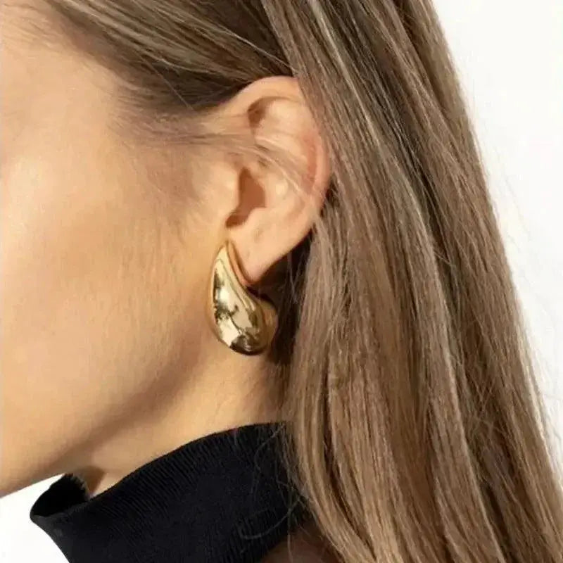 Vintage Gold Plated Teardrop Earrings Trendy Hoop Set