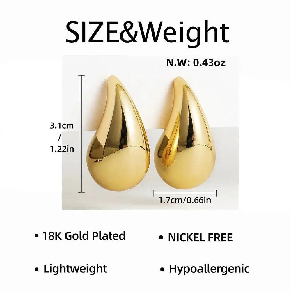 Vintage Gold Plated Teardrop Earrings Trendy Hoop Set