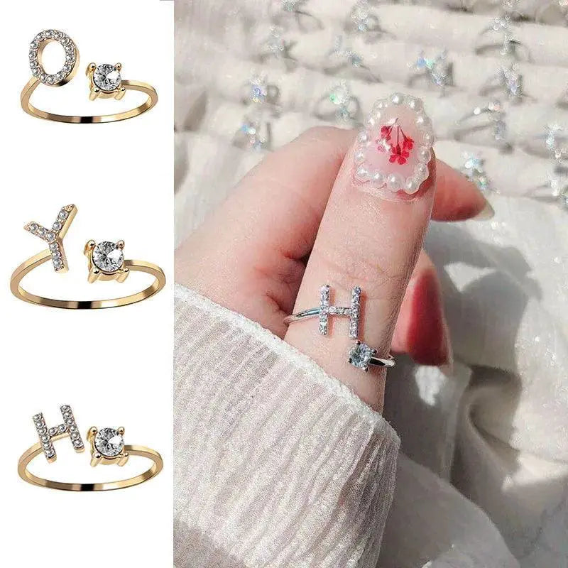 Initials Alphabet Rings Set Personalized Jewelry for Women