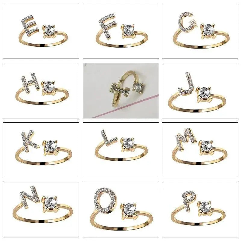 Initials Alphabet Rings Set Personalized Jewelry for Women
