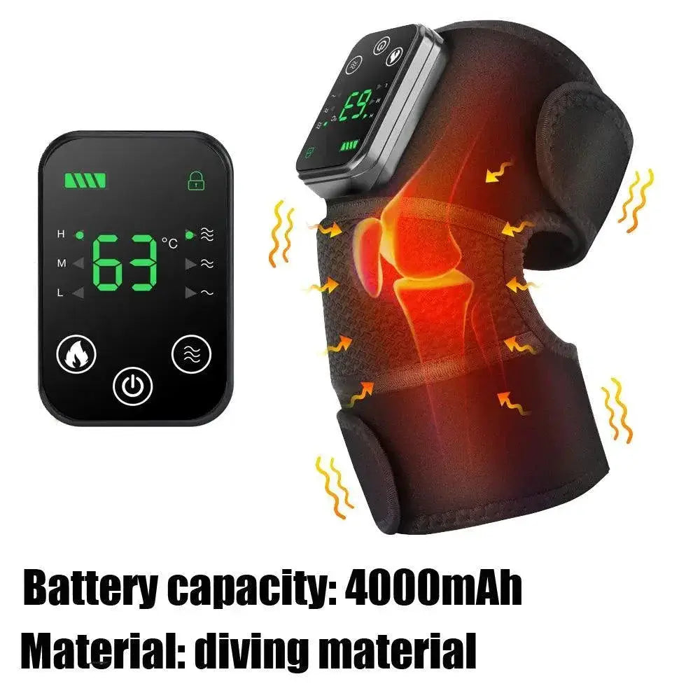Black knee and shoulder massager with digital display, heat and vibration for joint relief.