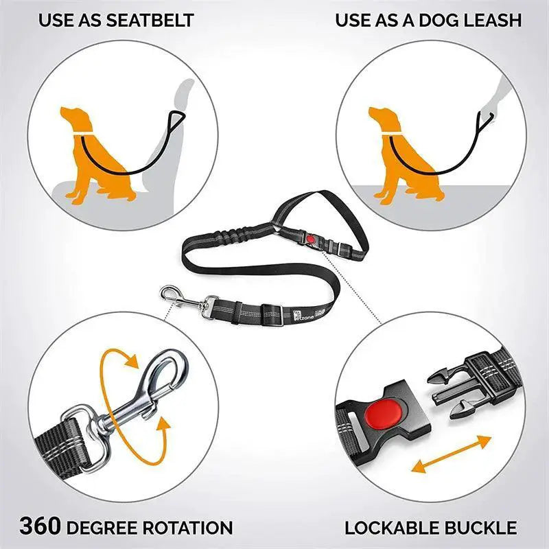 Nylon Dog Car Seat Belt Leash For Secure Small Dog Travel