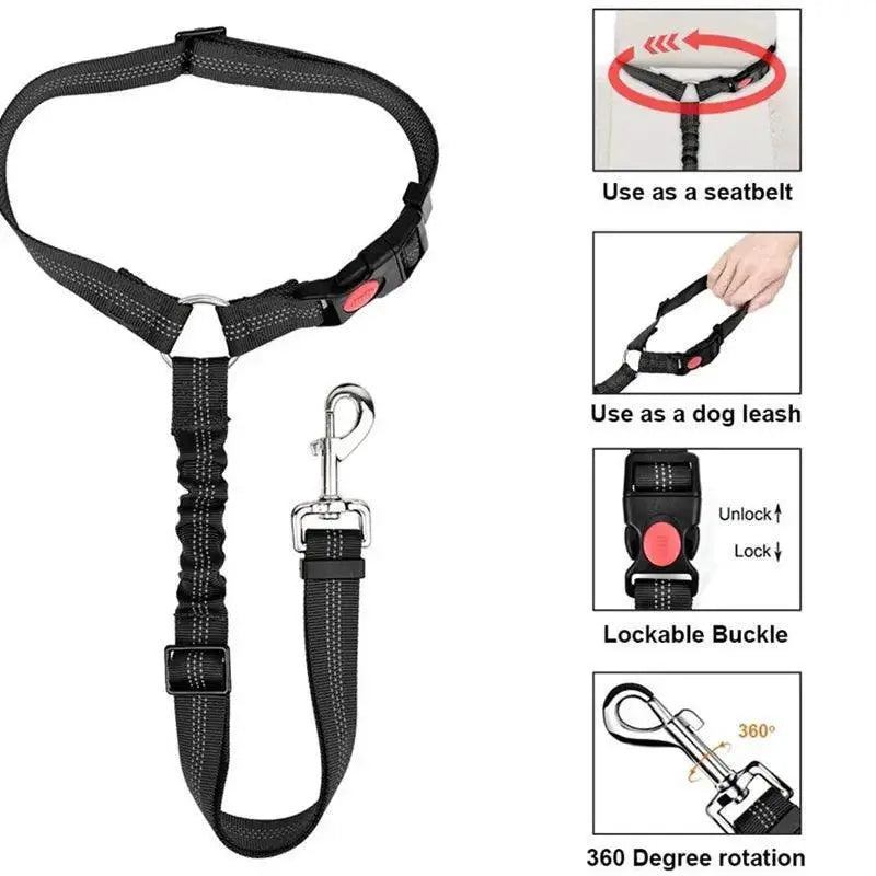 Nylon Dog Car Seat Belt Leash For Secure Small Dog Travel