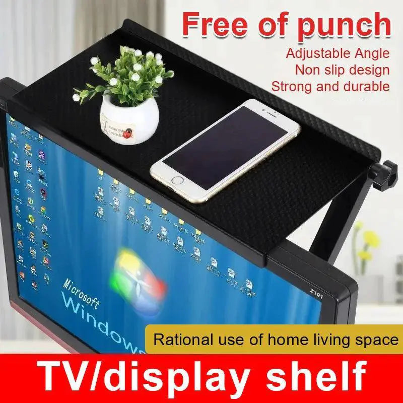Adjustable TV Screen Top Storage Shelf Monitor Rack