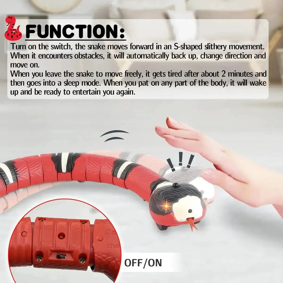 Smart Interactive Snake Cat Toy USB Rechargeable Teaser