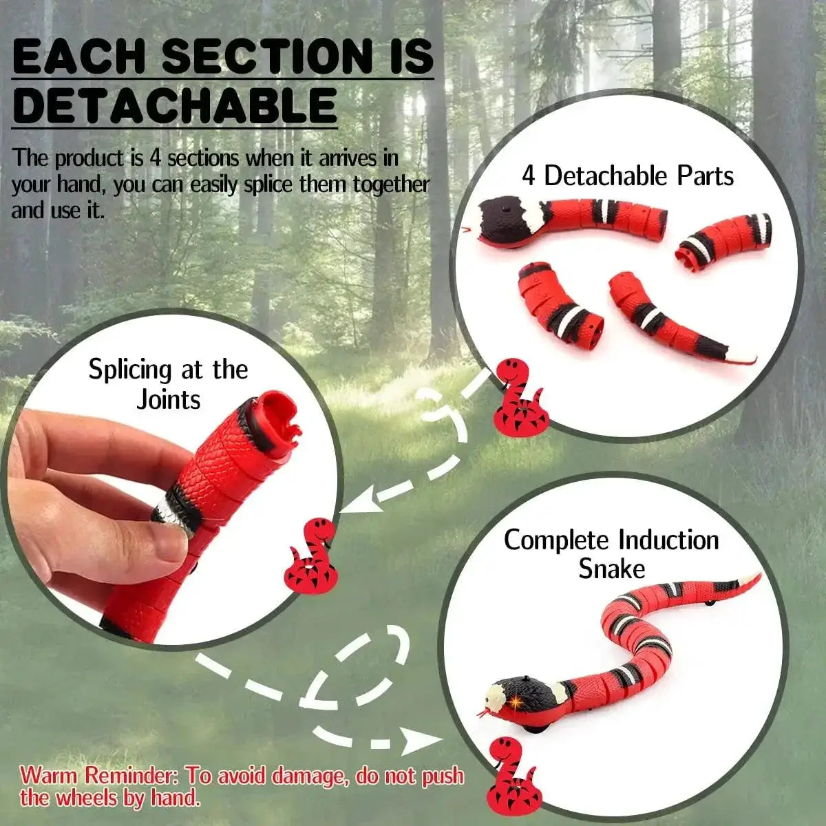 Smart Interactive Snake Cat Toy USB Rechargeable Teaser