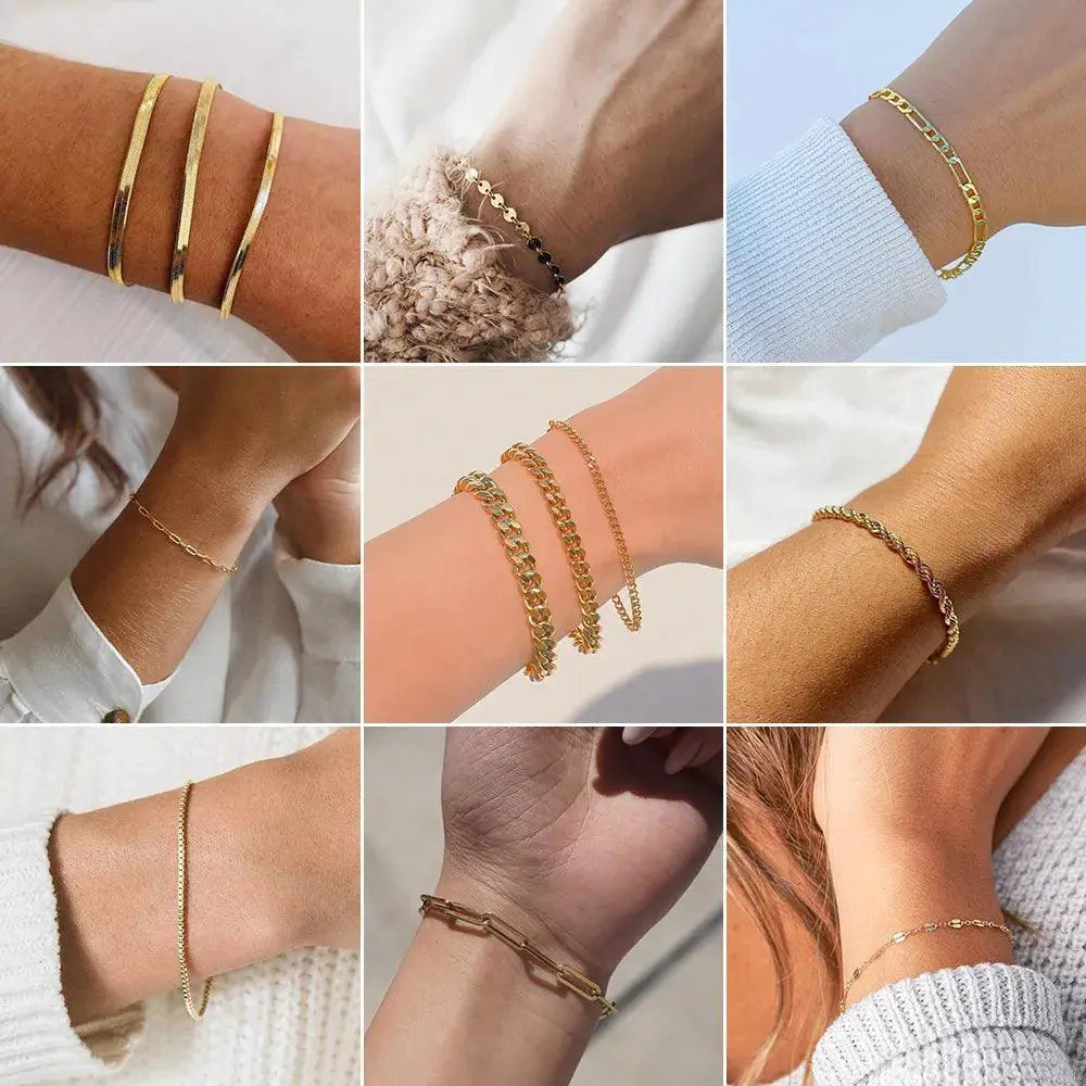 SUNIBI Classic Snake Chain Bracelet Women Jewelry Piece