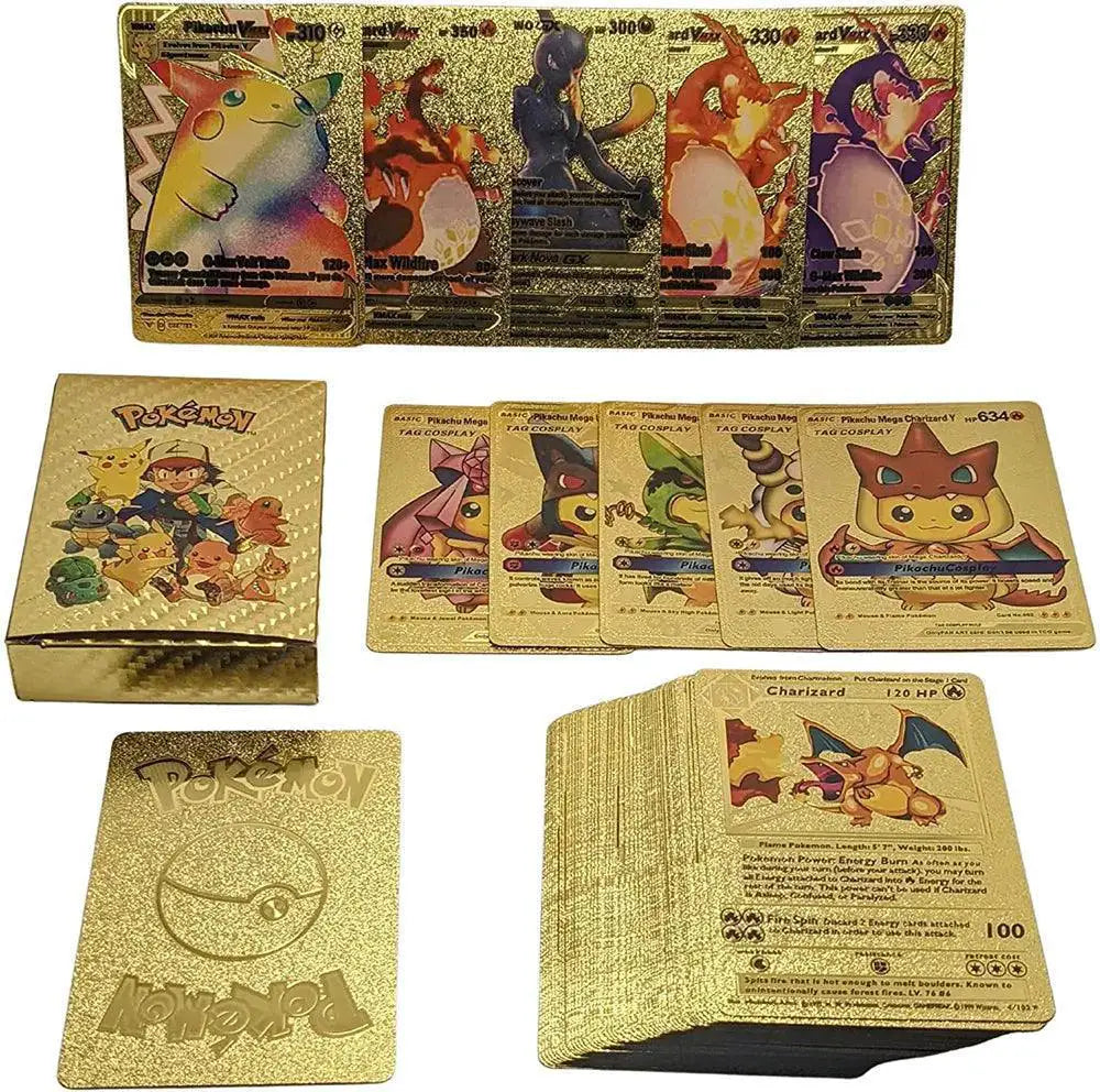 Pokemon Pikachu Gold Charizard Vmax Gx Cards Bundle