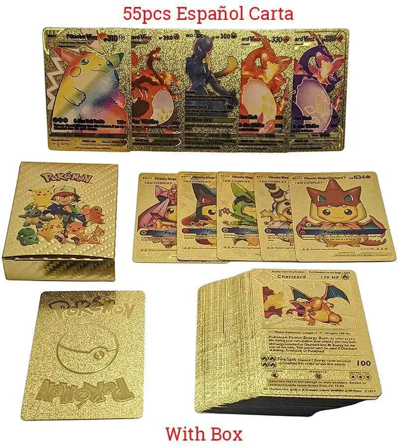 Pokemon Pikachu Gold Charizard Vmax Gx Cards Bundle