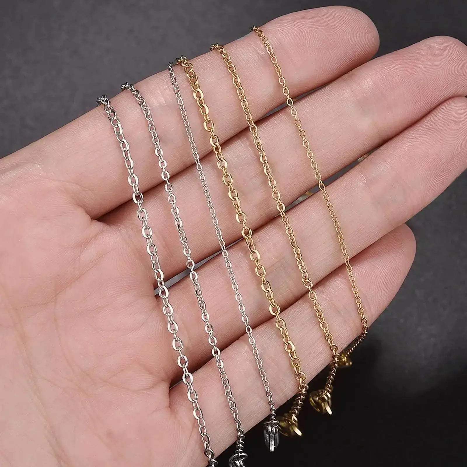 Silver and gold stainless steel necklace chains for jewelry DIY crafts on hand, OurLum.com