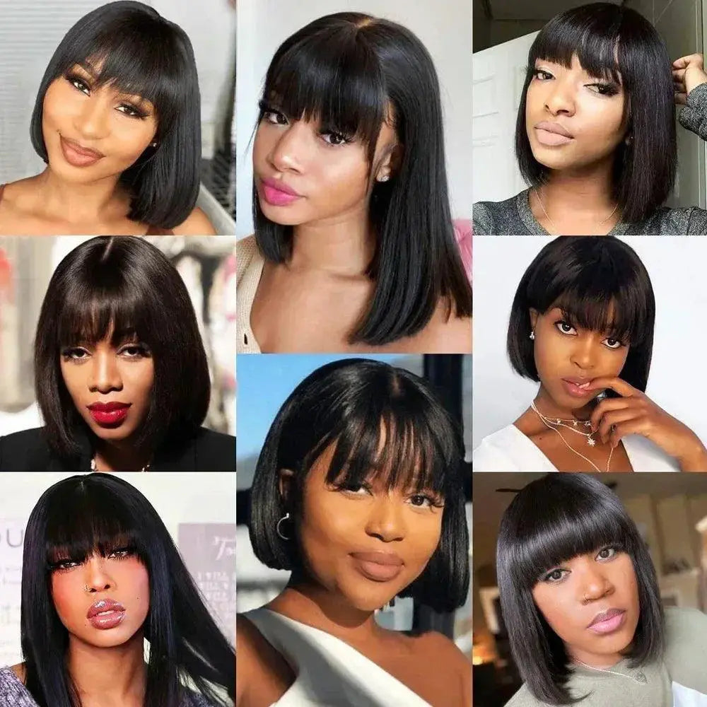 Realistic Scalp Straight Bob Wig Brazilian Human Hair