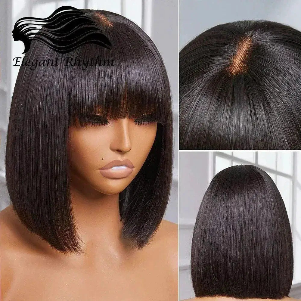 Realistic Scalp Straight Bob Wig Brazilian Human Hair