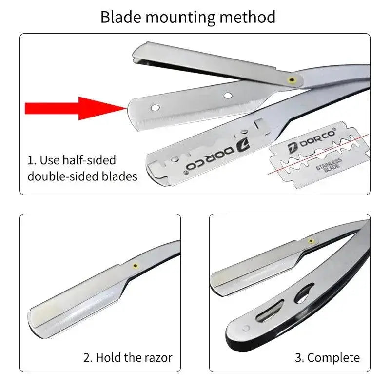 Classic Stainless Steel Shaving Razor Set With Knife Holder