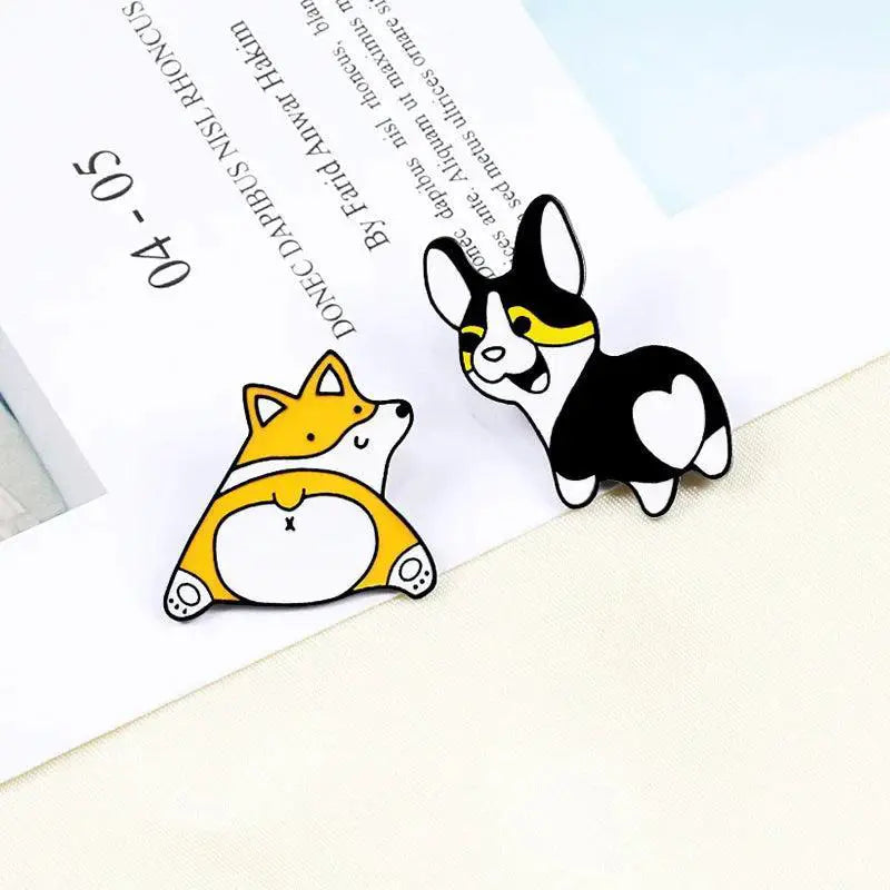 Cartoon Dog Enamel Pins Corgi Bulldog Brooch Collection