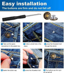 Denim Button Repair Kit No Sew For Metal Jeans Quick Fix