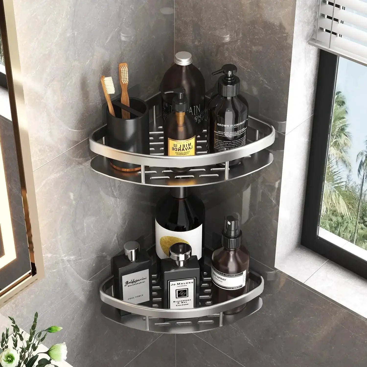 Aluminum Shower Caddy Space Saving Corner Organizer