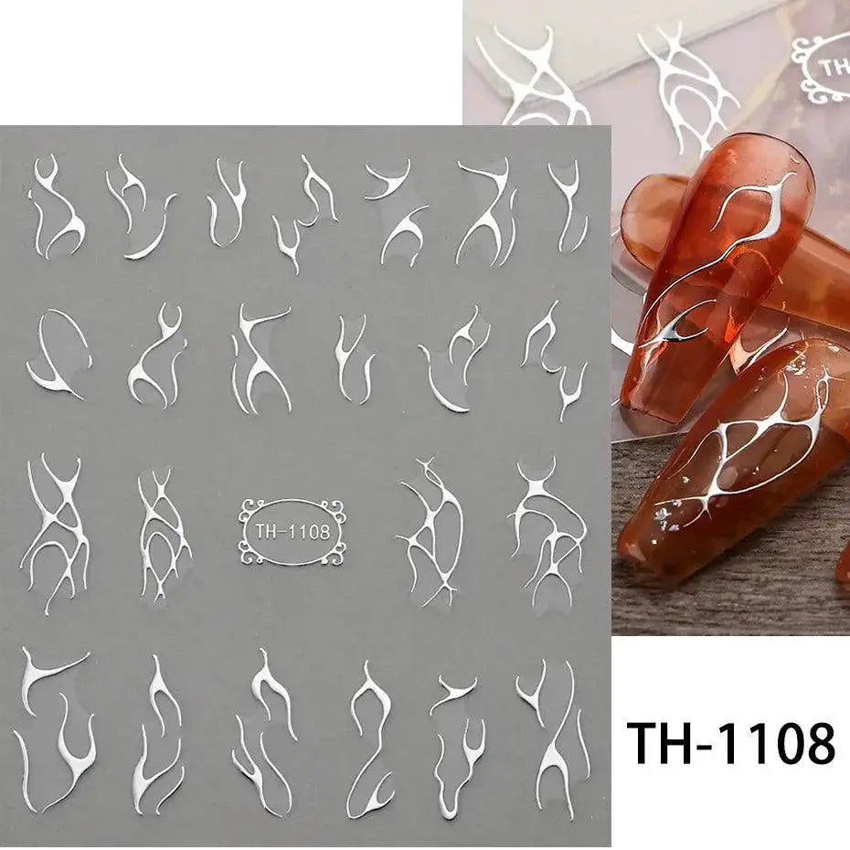 Metallic 3D Nail Art Decals Silver And Gold Palette Set