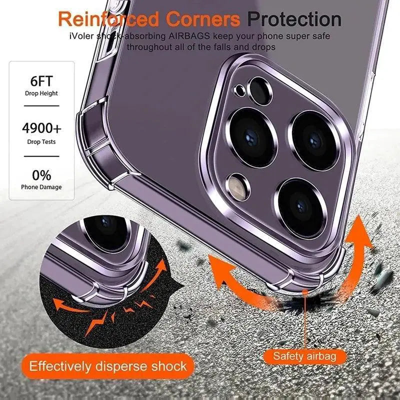 Shockproof Clear Silicone iPhone Case With Lens Guard