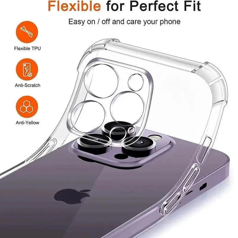 Shockproof Clear Silicone iPhone Case With Lens Guard