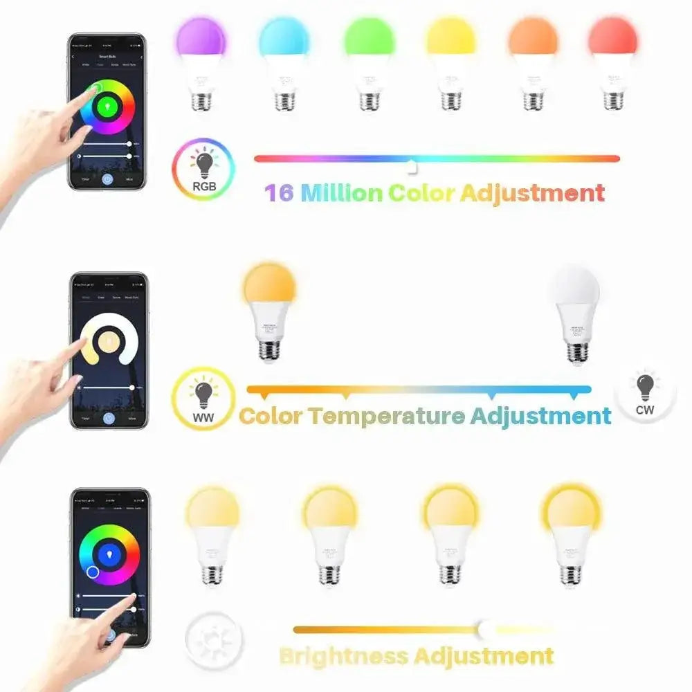 Smart LED Light Bulb Colorful Dimmable App Voice Control