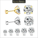 Stainless Steel Crystal Stud Earrings Unisex Jewelry