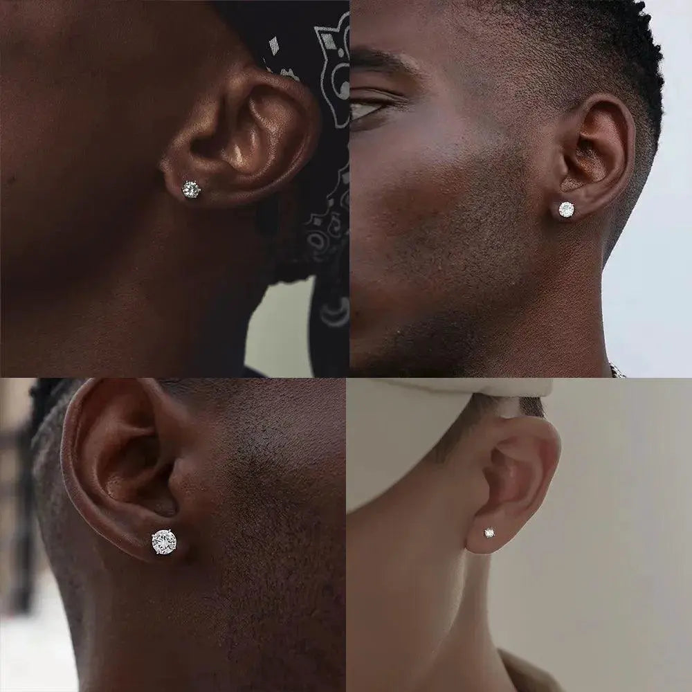 Stainless Steel Crystal Stud Earrings Unisex Jewelry