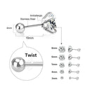Stainless Steel Crystal Stud Earrings Unisex Jewelry
