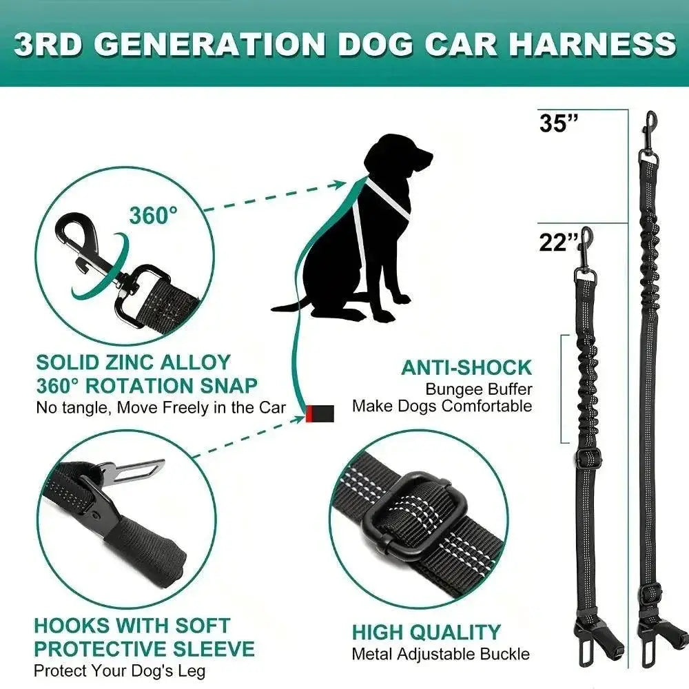 Dog Safety Belt Set Elastic Bungee Reflective Design