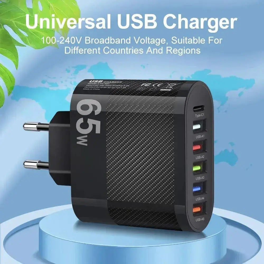 5 Port USB Wall Charger Fast Charging Hub For Xiaomi iPhone