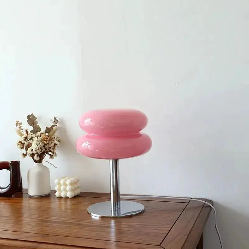 Italian Glass Egg Tart Table Lamp Elegant Mushroom Design