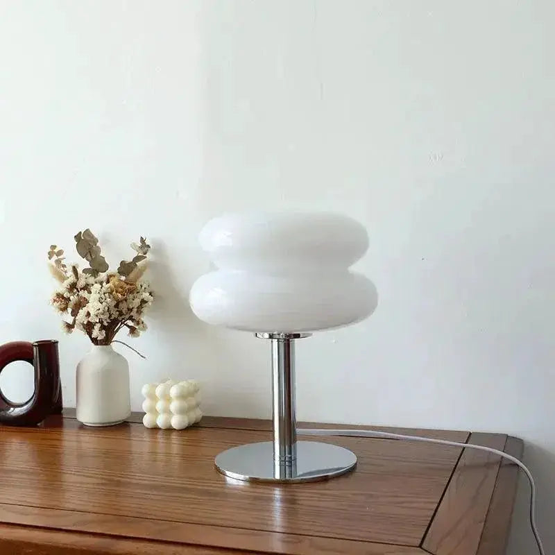 Italian Glass Egg Tart Table Lamp Elegant Mushroom Design