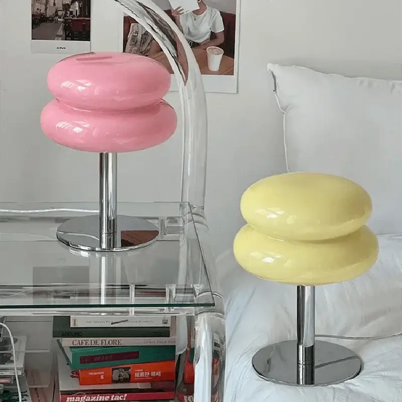 Italian Glass Egg Tart Table Lamp Elegant Mushroom Design