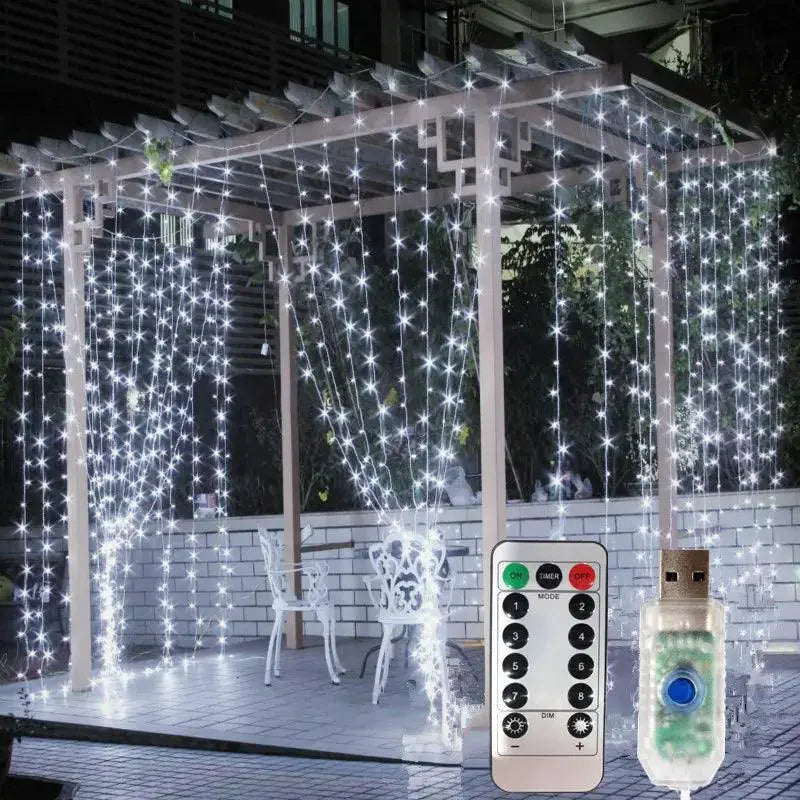 USB Powered LED Curtain Lights Waterproof 8 Modes for Decor